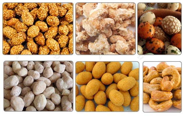 Different kinds of coated peanuts